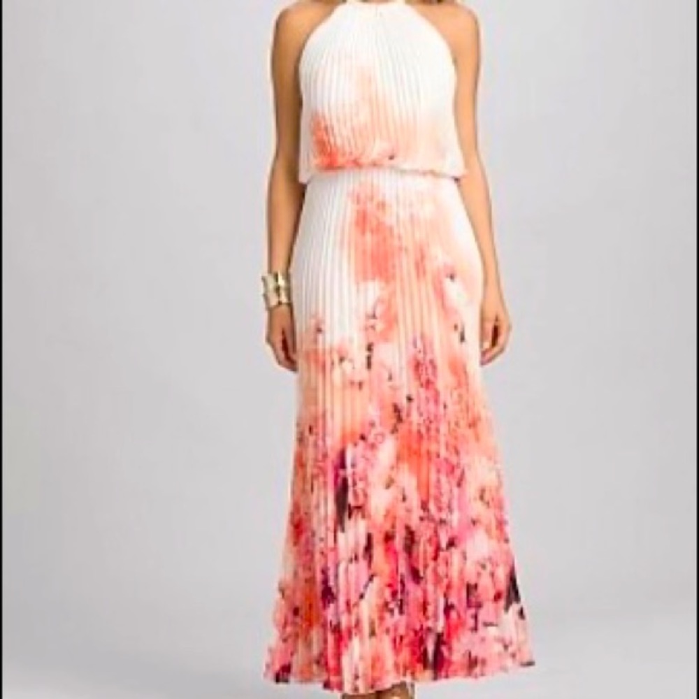 MSK Floral Pleated Maxi Dress